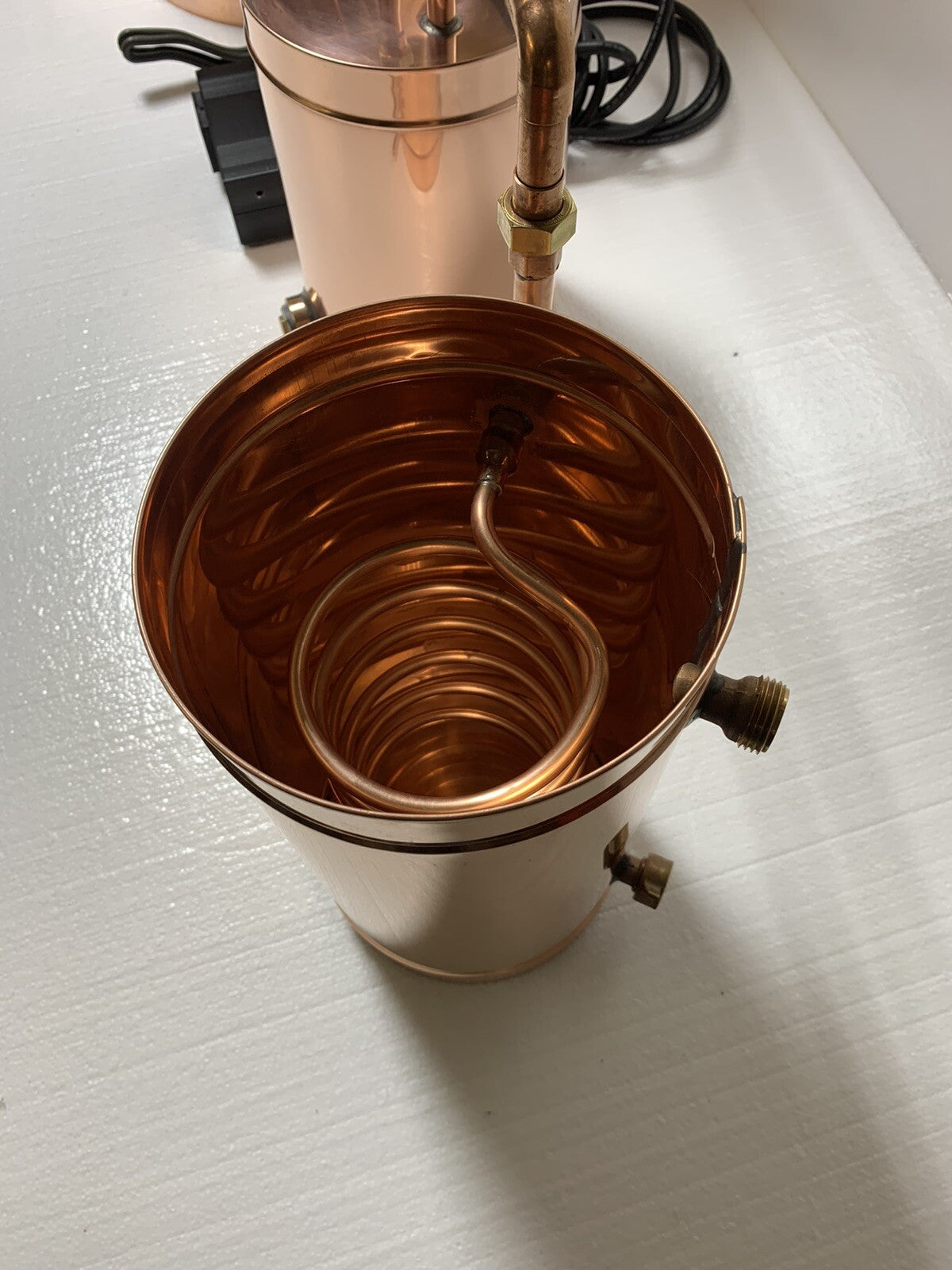 20 Gallon 4" Cap Copper Moonshine Still w/Electric/5 Gallon Thumper and Worm