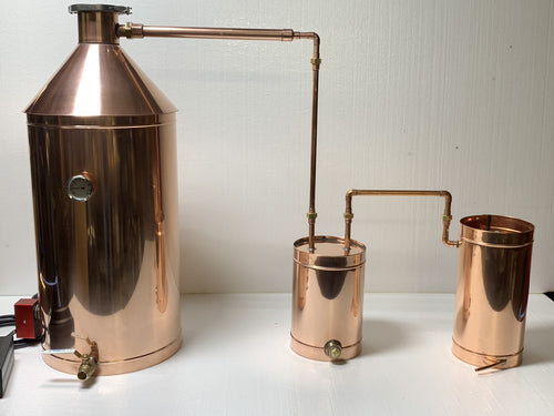 20 Gallon 4" Cap Copper Moonshine Still w/Electric/5 Gallon Thumper and Worm