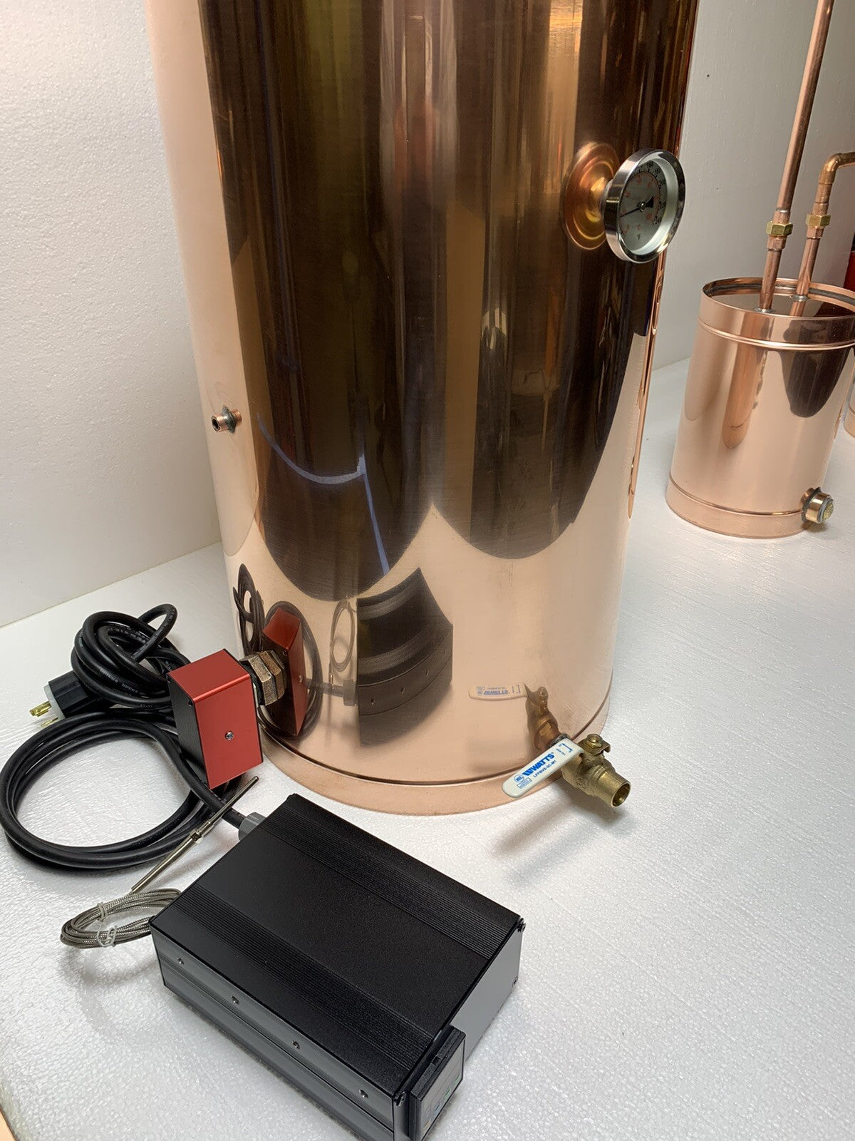 20 Gallon 4" Cap Copper Moonshine Still w/Electric/5 Gallon Thumper and Worm