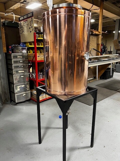 30 Gallon Copper Conical Fermenter W/ Black Painted Steel Stand