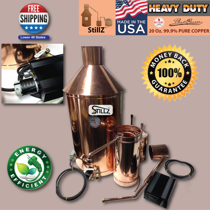 StillZ 20 Gallon Electric Moonshine Still Copper Still 20 oz.Copper 220 Volt