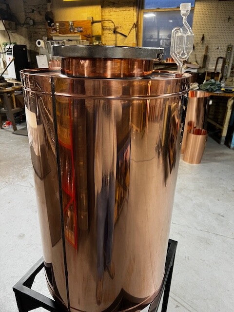 30 Gallon Copper Conical Fermenter W/ Black Painted Steel Stand