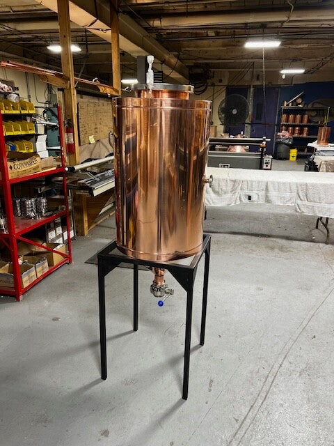30 Gallon Copper Conical Fermenter W/ Black Painted Steel Stand