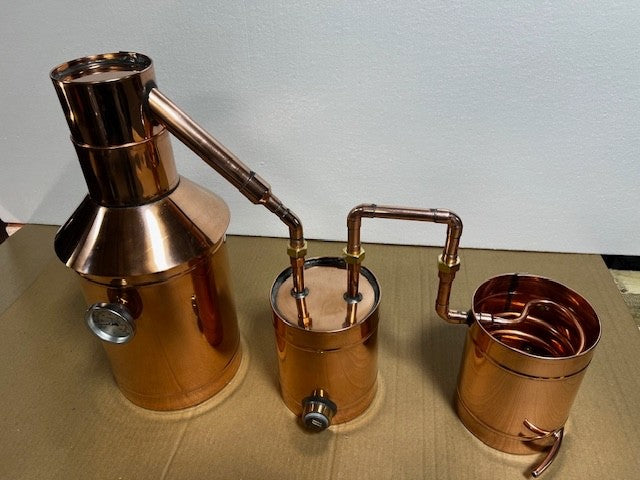 2 Gallon Copper Still with Thumper & Worm Compact Distiller Made In The USA