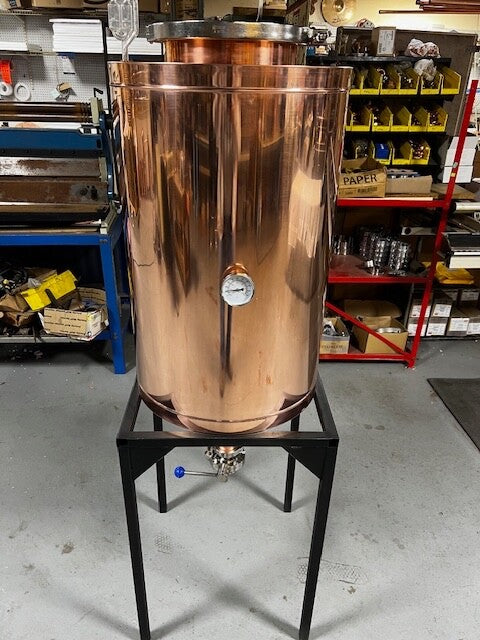 30 Gallon Copper Conical Fermenter W/ Black Painted Steel Stand
