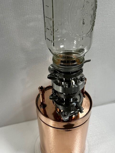 1/2 Gal. Glass Jar Infuser for 4" Cap Logic Thumper with 2" Stainless Ball Valve