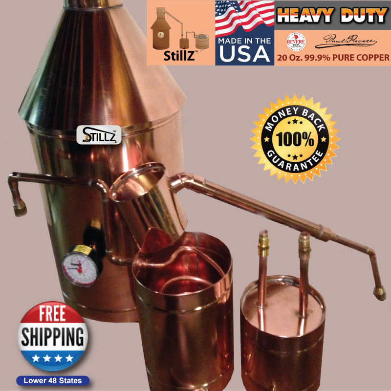 Copper Moonshine Still StillZ 20 Gal. Heavy 22 Ga. Copper Still - Whiskey Still