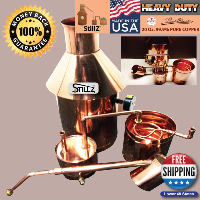  Copper Moonshine Still-Thumper and Worm-Heavy Pot Still StillZ 6 Gallon 